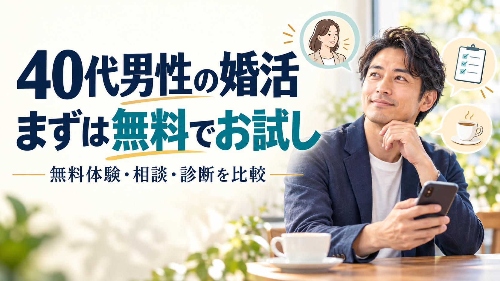 40代男性向け婚活の無料体験・相談・診断を比較